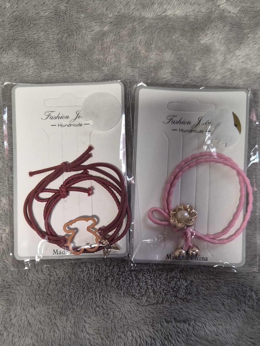 Fashion Jewelry Pink and Maroon Decorative Hair Tie Set